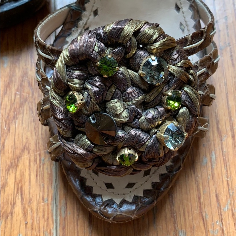 Prada jewel and silk straw espadrille sandals - Picture 5 of 8